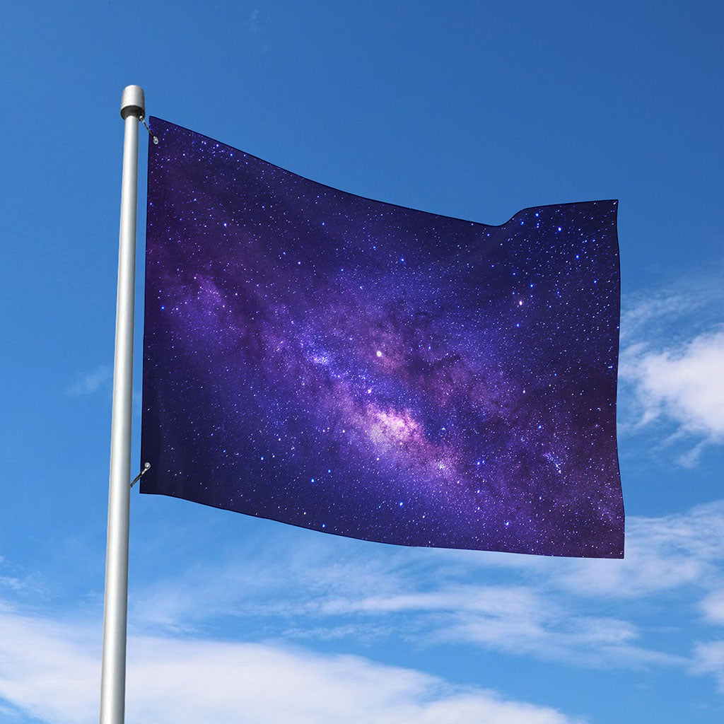 Dark Purple Milky Way Galaxy Space Print Polyester Flag