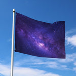 Dark Purple Milky Way Galaxy Space Print Polyester Flag