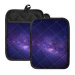 Dark Purple Milky Way Galaxy Space Print Pot Holders With Pocket