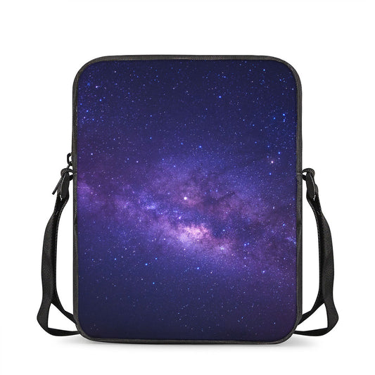 Dark Purple Milky Way Galaxy Space Print Rectangular Crossbody Bag