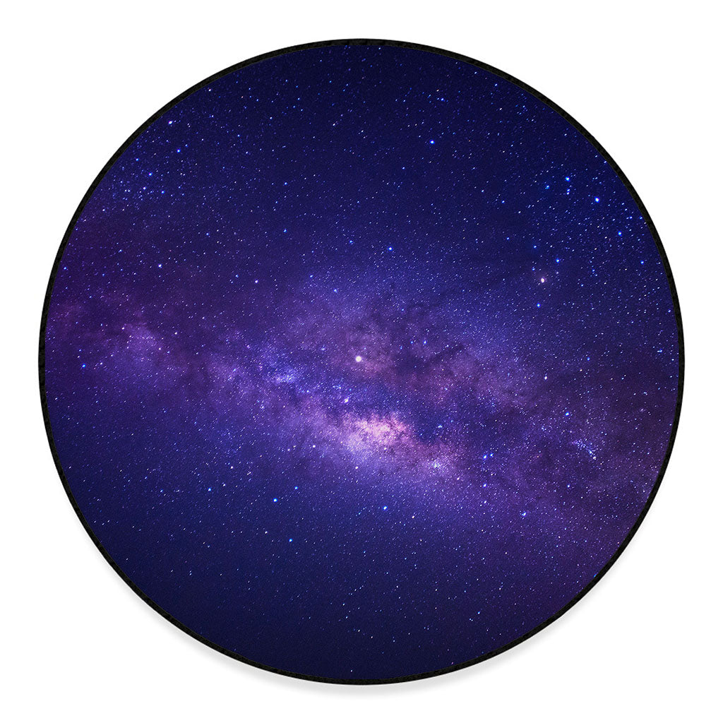 Dark Purple Milky Way Galaxy Space Print Round Floor Mat