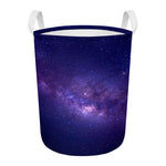 Dark Purple Milky Way Galaxy Space Print Round Laundry Basket