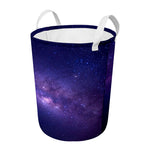 Dark Purple Milky Way Galaxy Space Print Round Laundry Basket