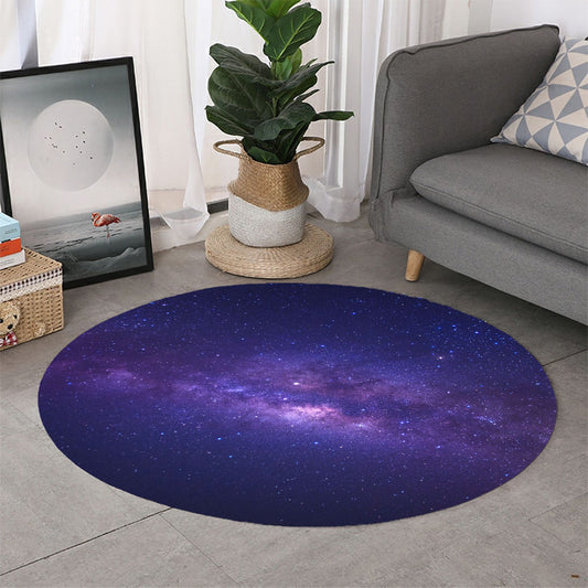 Dark Purple Milky Way Galaxy Space Print Round Rug