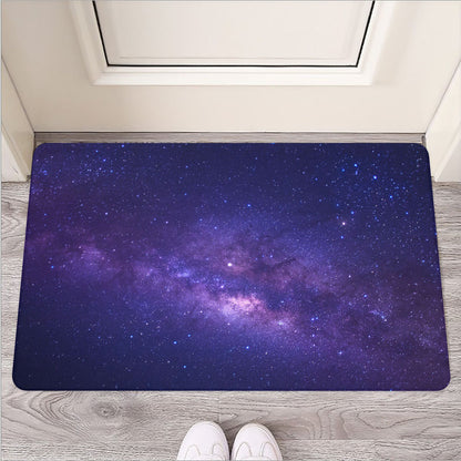 Dark Purple Milky Way Galaxy Space Print Rubber Doormat