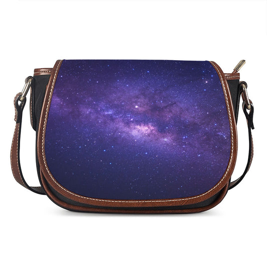 Dark Purple Milky Way Galaxy Space Print Saddle Bag