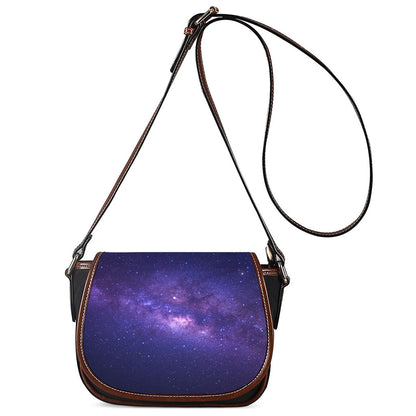 Dark Purple Milky Way Galaxy Space Print Saddle Bag