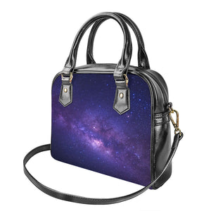 Dark Purple Milky Way Galaxy Space Print Shoulder Handbag