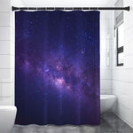 Dark Purple Milky Way Galaxy Space Print Shower Curtain