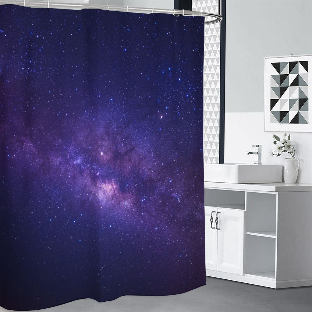 Dark Purple Milky Way Galaxy Space Print Shower Curtain