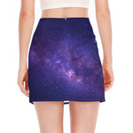 Dark Purple Milky Way Galaxy Space Print Side Slit Mini Skirt