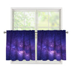 Dark Purple Milky Way Galaxy Space Print Tier Curtains