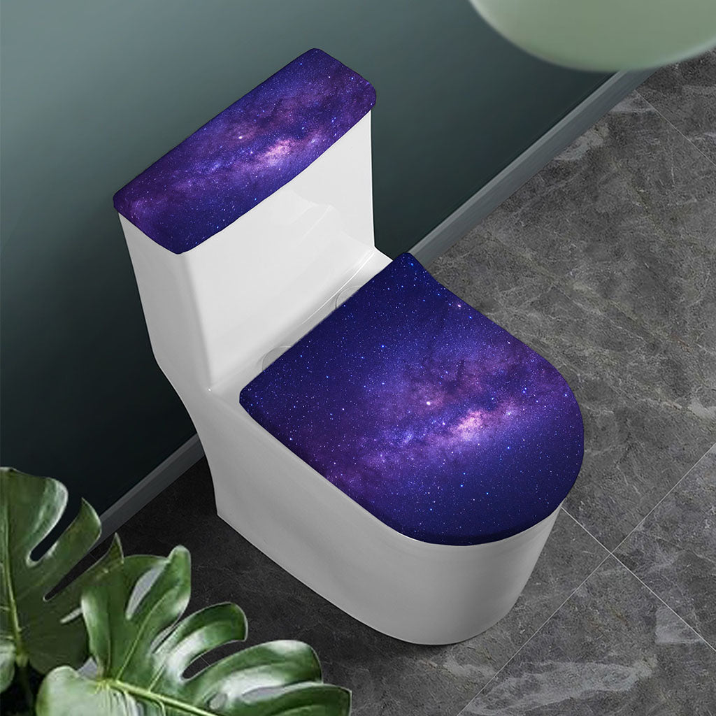 Dark Purple Milky Way Galaxy Space Print Toilet Lid And Tank Cover Set