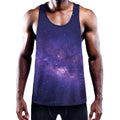 Dark Purple Milky Way Galaxy Space Print Men's Workout Tank Top