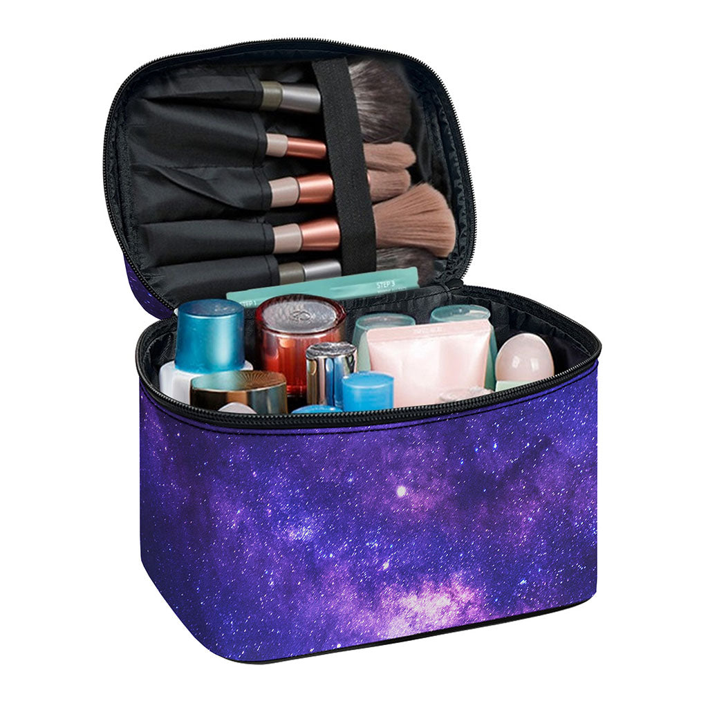 Dark Purple Milky Way Galaxy Space Print Travel Makeup Bag