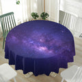 Dark Purple Milky Way Galaxy Space Print Waterproof Round Tablecloth
