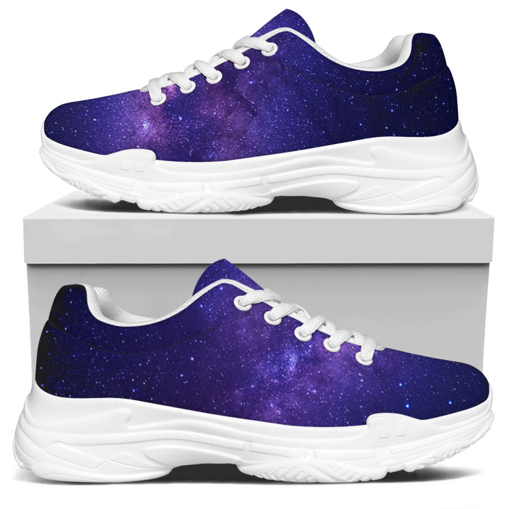 Dark Purple Milky Way Galaxy Space Print White Chunky Shoes