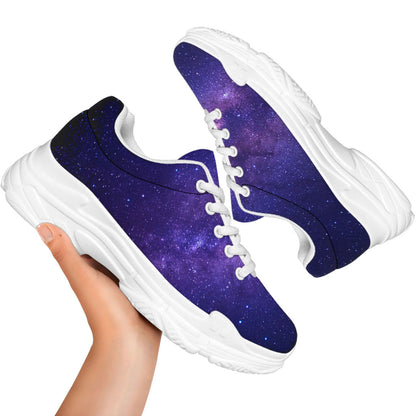 Dark Purple Milky Way Galaxy Space Print White Chunky Shoes
