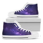 Dark Purple Milky Way Galaxy Space Print White High Top Sneakers