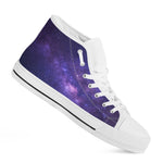 Dark Purple Milky Way Galaxy Space Print White High Top Sneakers