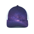 Dark Purple Milky Way Galaxy Space Print White Mesh Trucker Hat