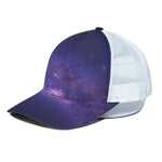 Dark Purple Milky Way Galaxy Space Print White Mesh Trucker Cap