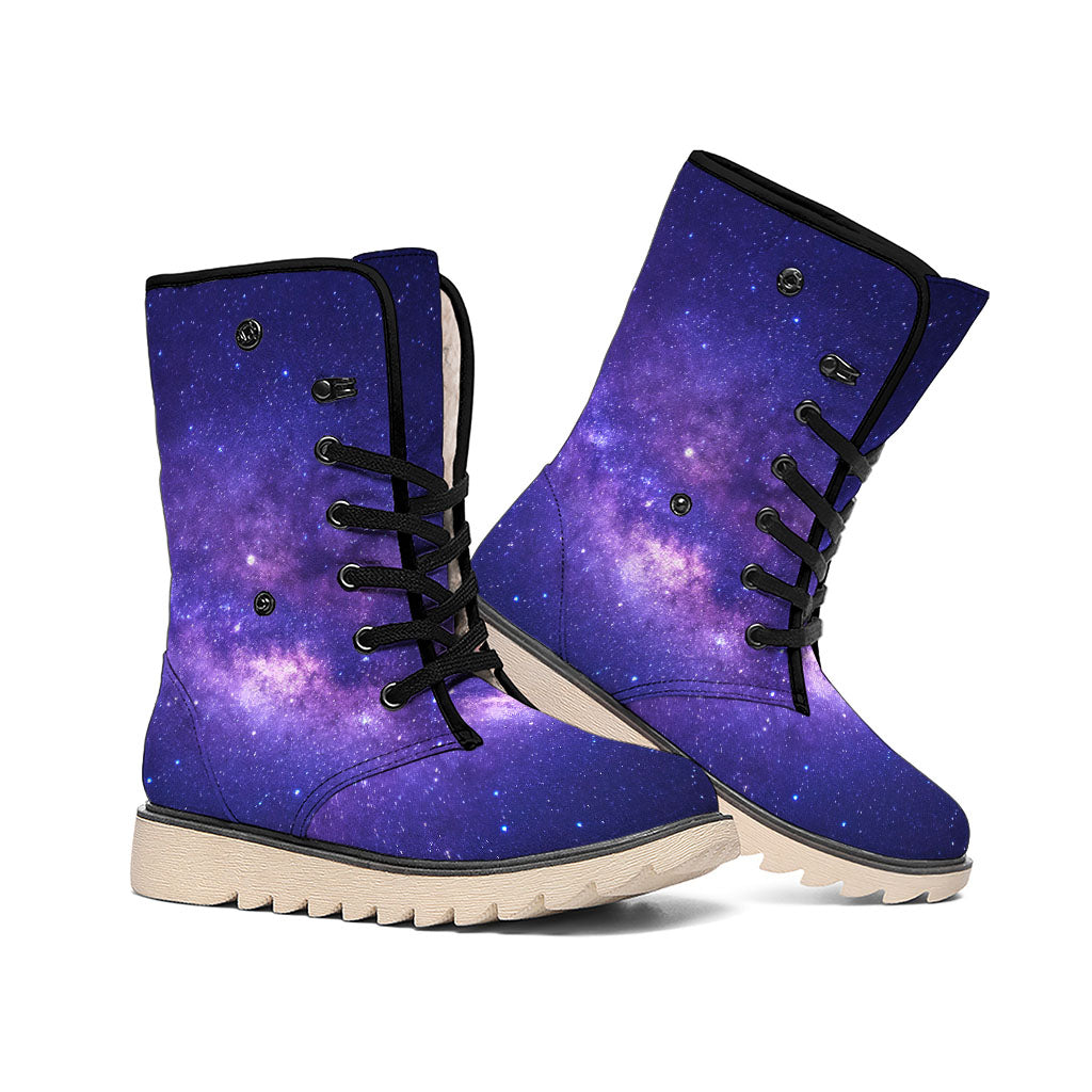Dark Purple Milky Way Galaxy Space Print Winter Boots