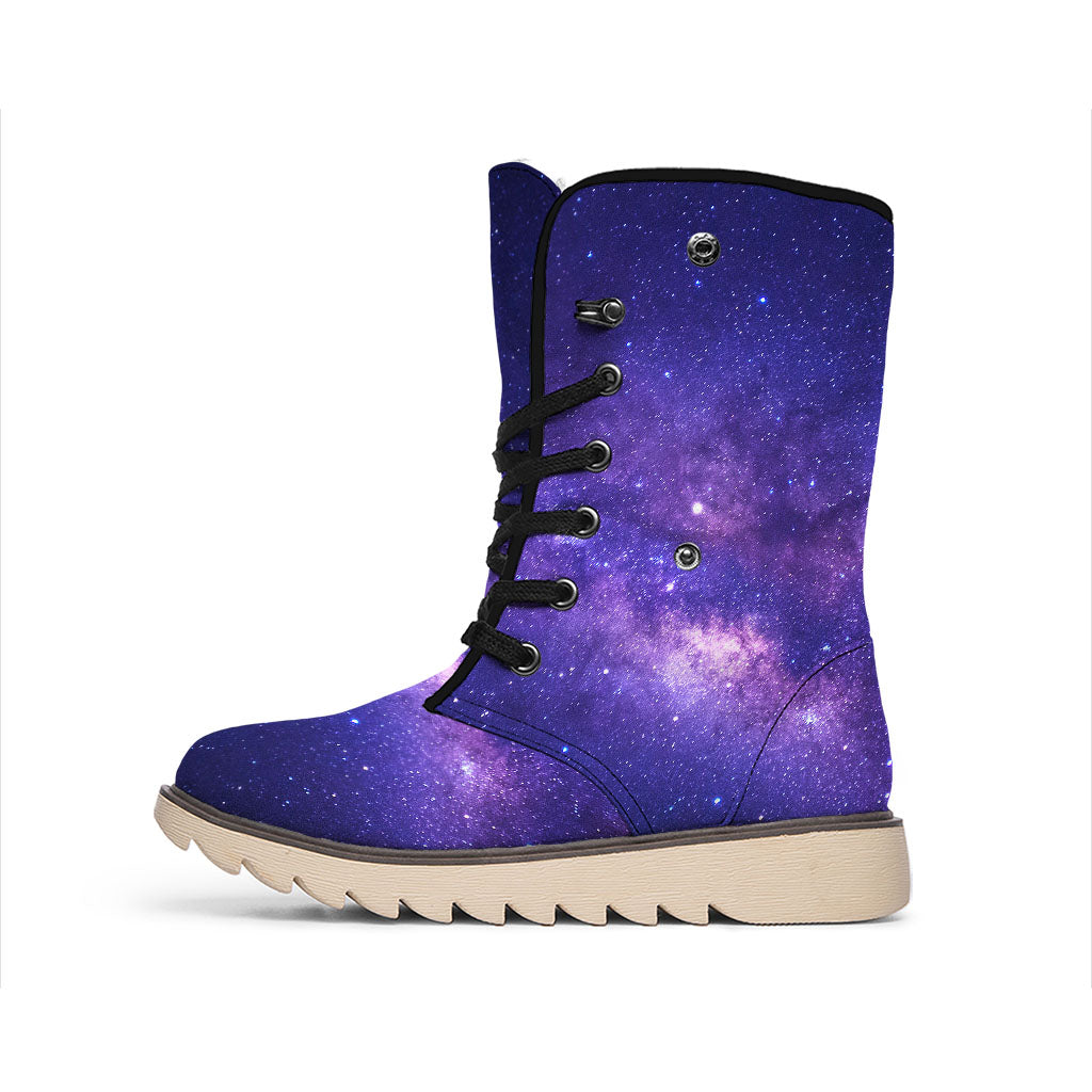 Dark Purple Milky Way Galaxy Space Print Winter Boots