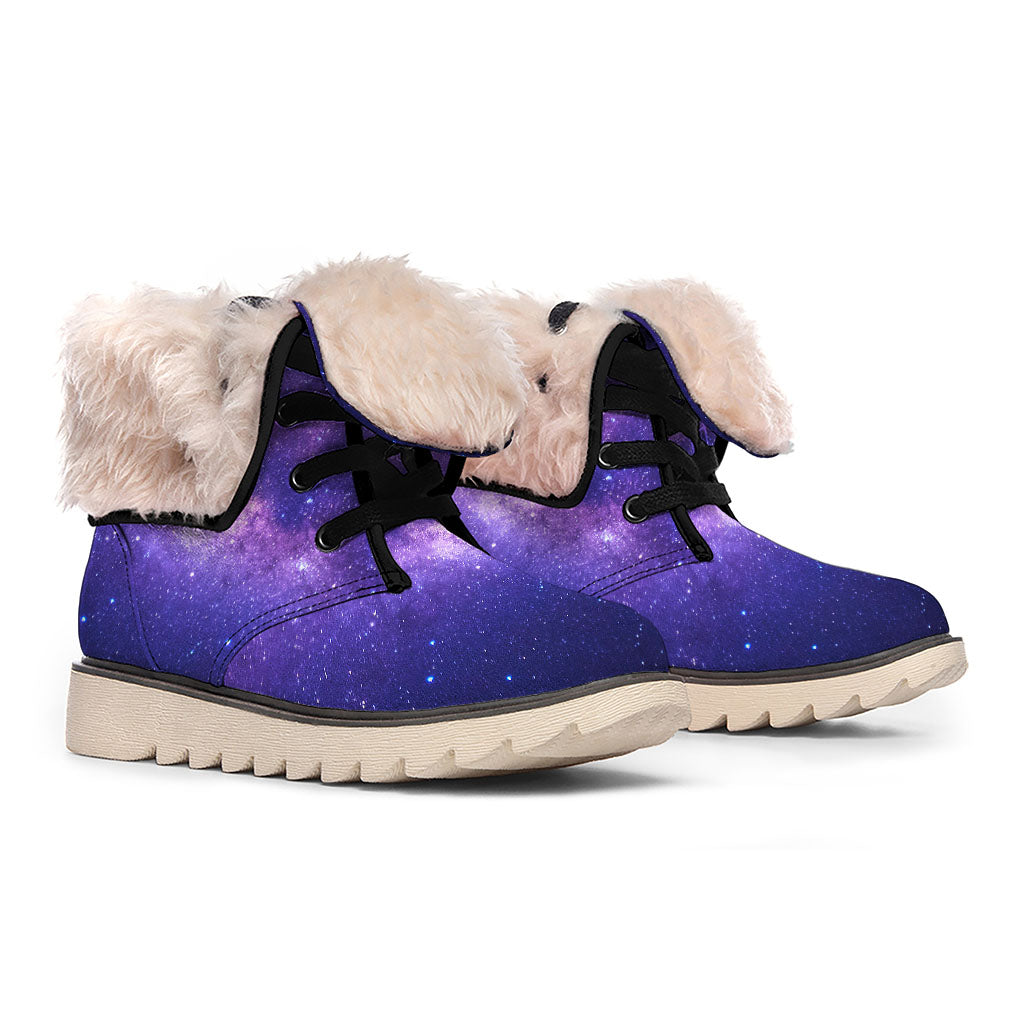 Dark Purple Milky Way Galaxy Space Print Winter Boots