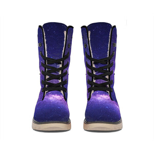 Dark Purple Milky Way Galaxy Space Print Winter Boots