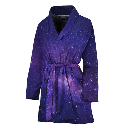 Dark Purple Milky Way Galaxy Space Print Women's Bathrobe