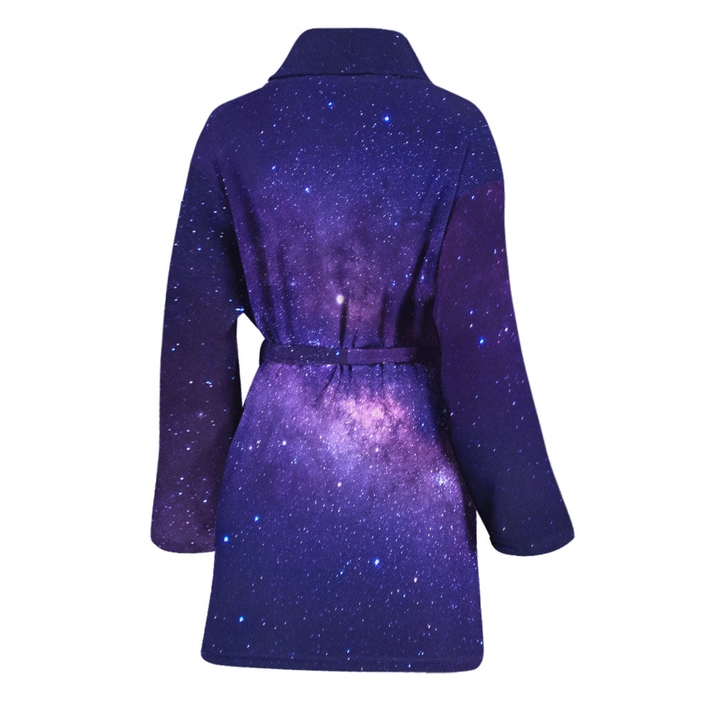 Dark Purple Milky Way Galaxy Space Print Women's Bathrobe