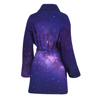 Dark Purple Milky Way Galaxy Space Print Women's Bathrobe