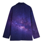 Dark Purple Milky Way Galaxy Space Print Women's Cotton Blazer