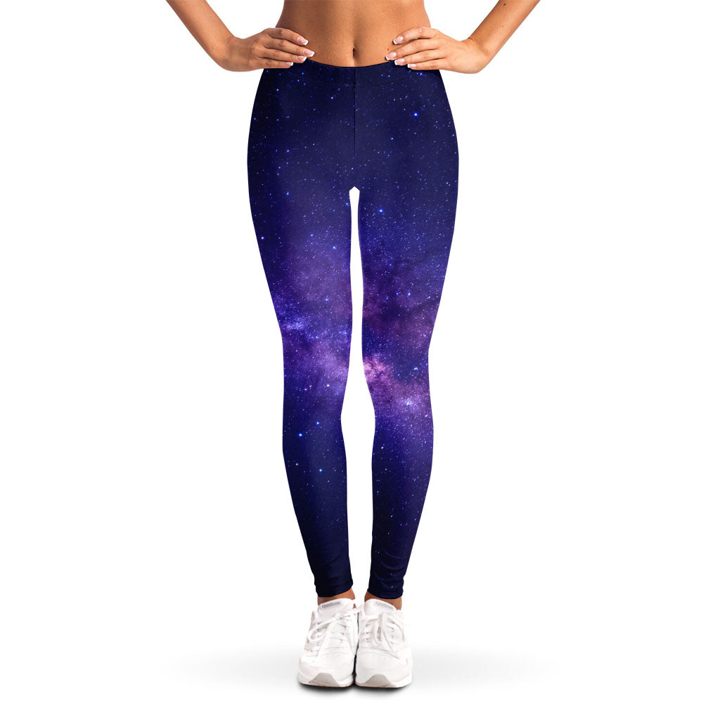 Dark Purple Milky Way Galaxy Space Print Women's Leggings