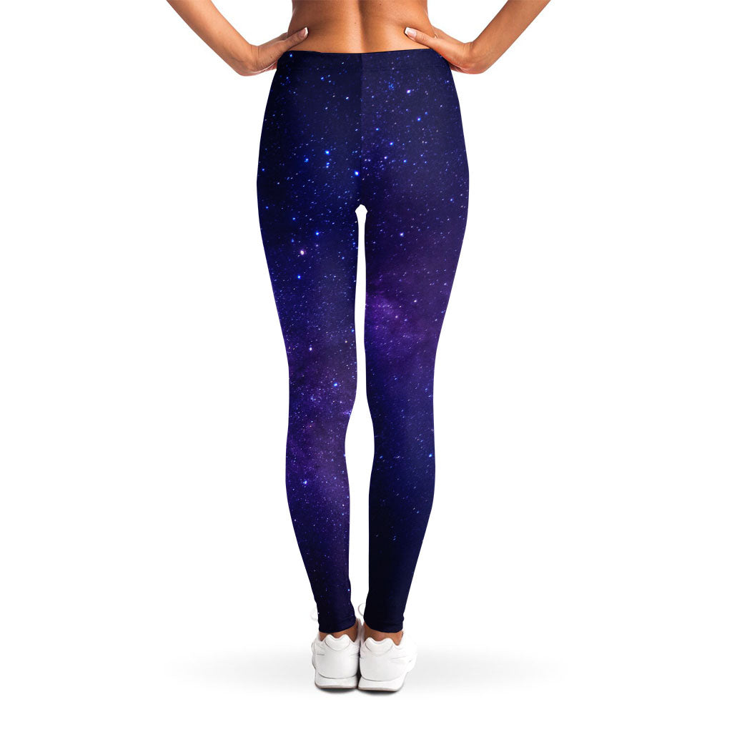 Dark Purple Milky Way Galaxy Space Print Women's Leggings