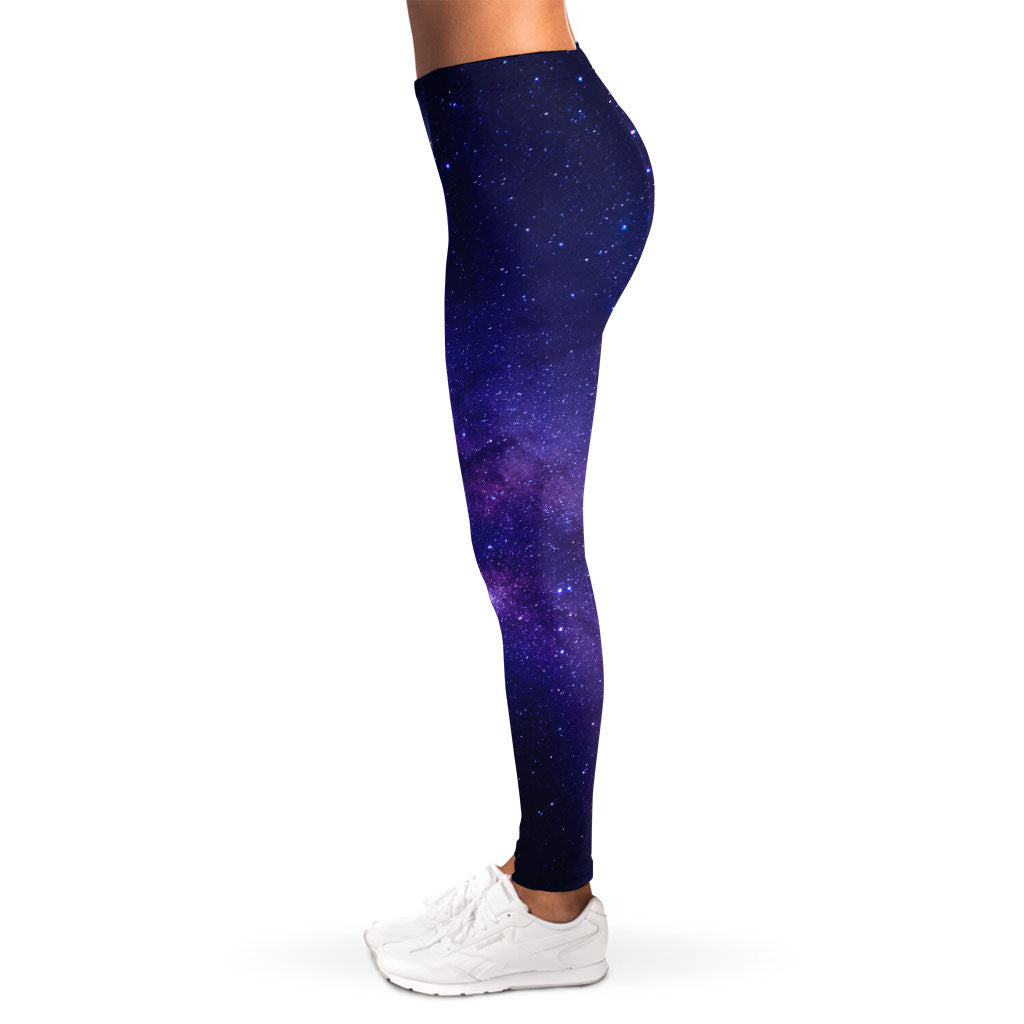 Dark Purple Milky Way Galaxy Space Print Women's Leggings