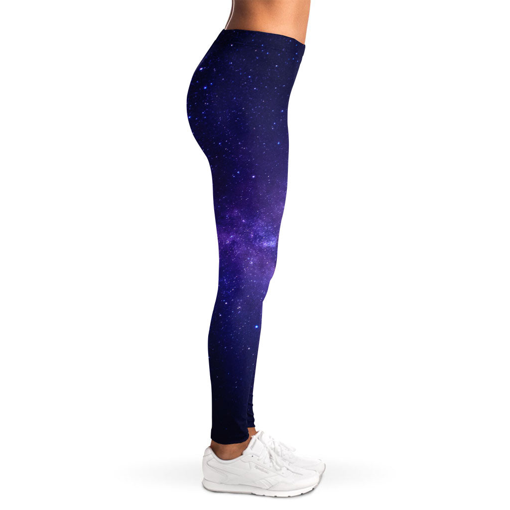 Dark Purple Milky Way Galaxy Space Print Women's Leggings