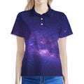 Dark Purple Milky Way Galaxy Space Print Women's Polo Shirt