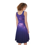 Dark Purple Milky Way Galaxy Space Print Women's Sleeveless Dress