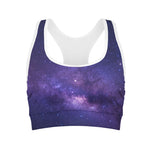 Dark Purple Milky Way Galaxy Space Print Women's Sports Bra