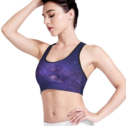 Dark Purple Milky Way Galaxy Space Print Women's Sports Bra