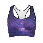 Dark Purple Milky Way Galaxy Space Print Women's Sports Bra