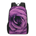 Dark Purple Rose Print 17 Inch Backpack