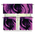 Dark Purple Rose Print 3 Piece Kitchen Curtains