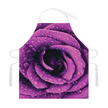 Dark Purple Rose Print Adjustable Apron