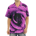 Dark Purple Rose Print Aloha Shirt