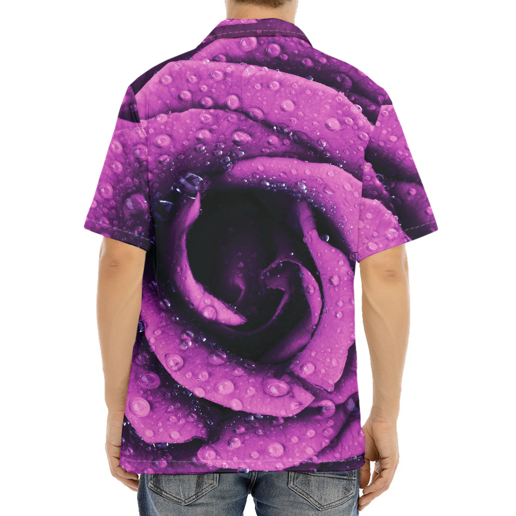 Dark Purple Rose Print Aloha Shirt