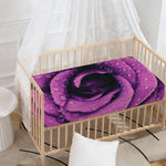Dark Purple Rose Print Baby Crib Sheet
