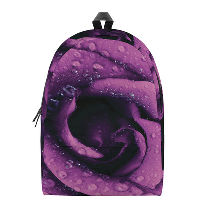 Dark Purple Rose Print Backpack